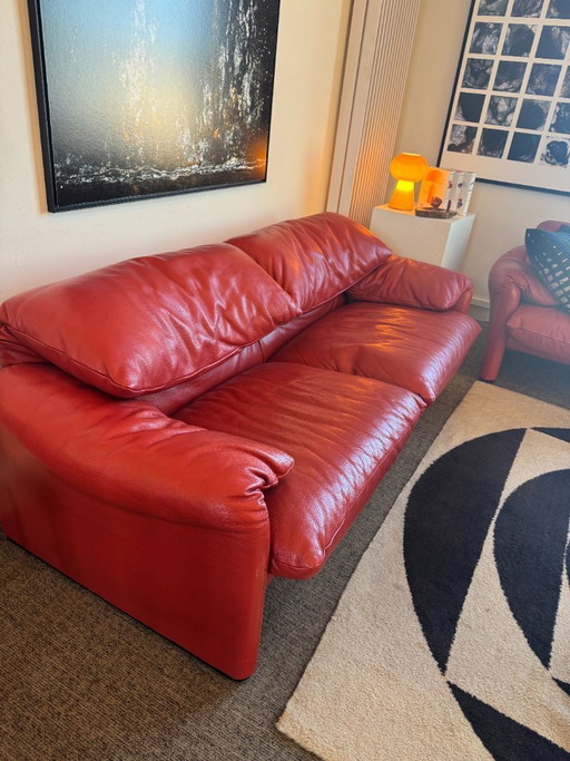 Cassina Maralunga Designer-Ledersofa Zweisitzer – Vico Magistretti