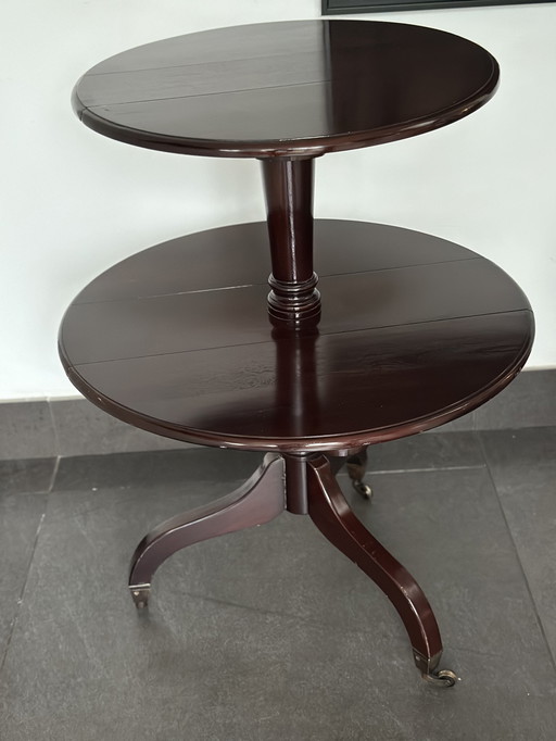 Montaplatos plegable antiguo / Mesa de servicio de dos niveles con ruedas