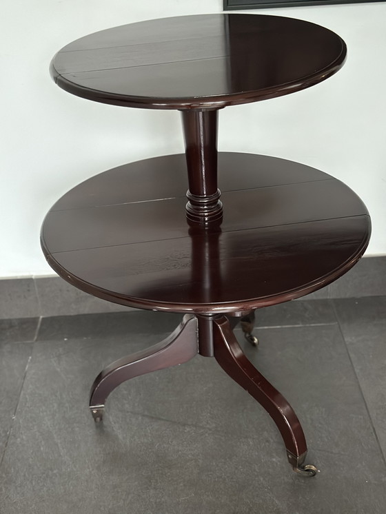 Image 1 of Montaplatos plegable antiguo / Mesa de servicio de dos niveles con ruedas