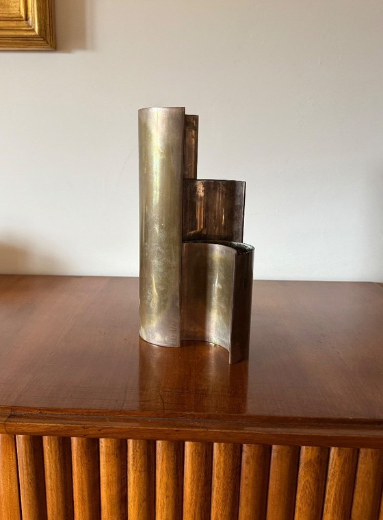 Image 1 of Set aus 3 versilberten Vasen aus der Mitte des 20. Jahrhunderts, GiBi Italien, 1970er Jahre