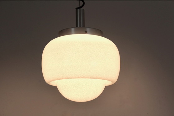 Peill & Putzler Aluminum and Opal Glass Bubble Pendant, Germany, 1960s, Pendant lamps, Aluminium, Black (photo 2 of 10)