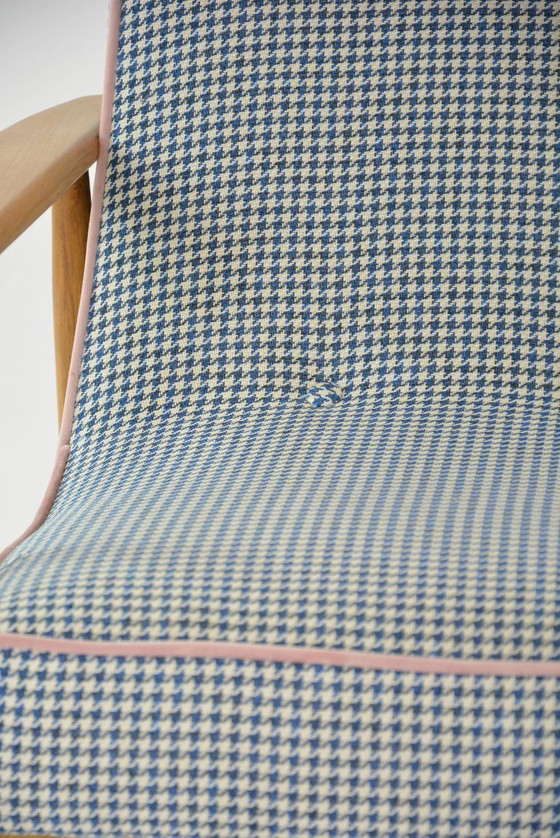 Image 1 of Z-fauteuil in blauwe pied-de-poule.
