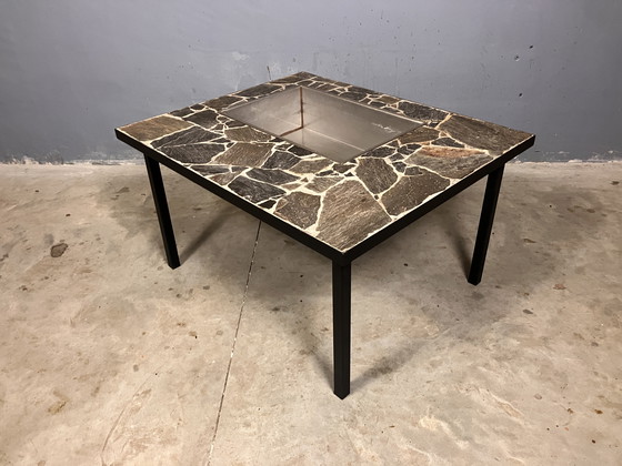 Image 1 of Brutalist coffee table side table slate planter