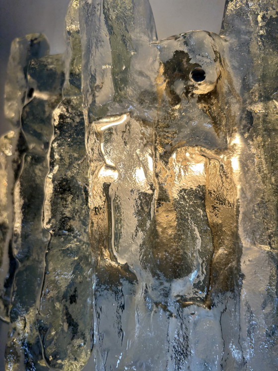 Image 1 of Lampe à baguette ijsglas, sur porte double J.T. Kalmar à Oostenrijk, jaren 60 sur 70.