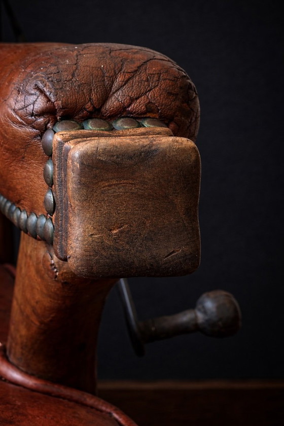 Image 1 of French Reclining Library Armchair in Original Leather, circa 1900