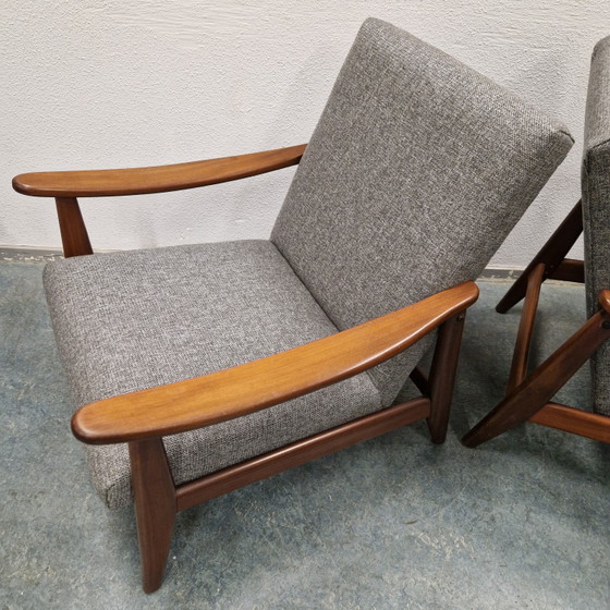 Ensemble de fauteuils vintage nouvellement rembourrés fauteuils danois mid-century – Textile, Wood (photo 6 of 15)