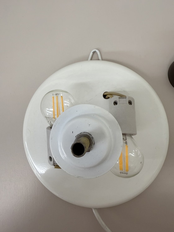 Image 1 of Vintage brown and white wall lamp sconce , 1970s