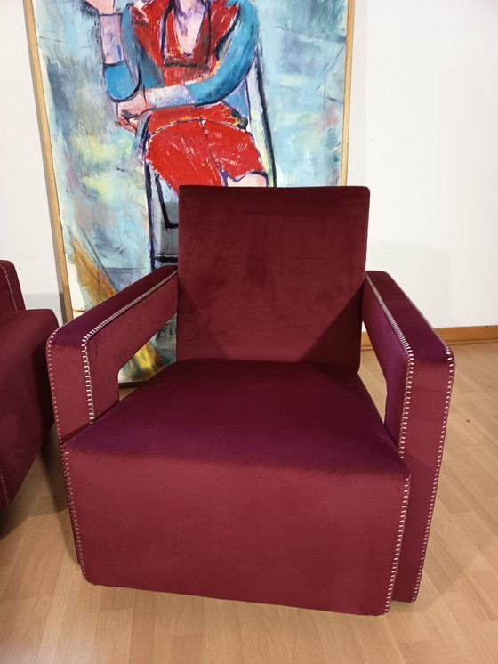 Image 1 of CASSINA 2X Poltrone 637 UTRECHT  (NUOVE MAI USATE) in Velluto 13L Ortigia/Plum con Cuciture in filo Naturale a punta Cavallo