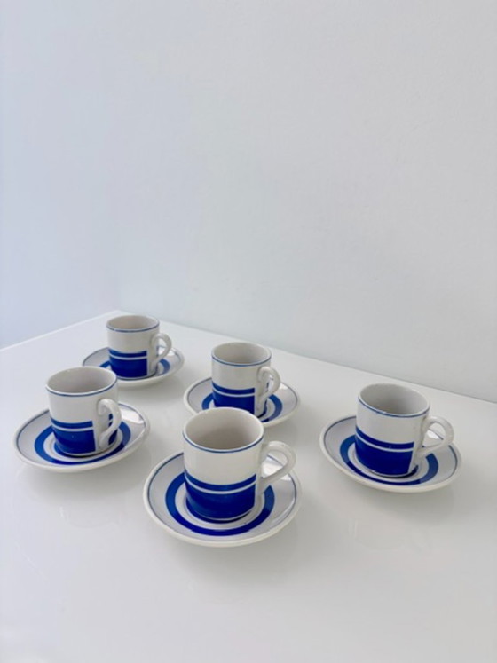 Set di 5 tazzine da caffè espresso finlandesi vintage blu bianco – Stoviglie, Ceramic (photo 4 of 11)