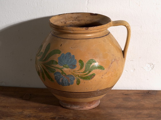 Brocca antica in ceramica smaltata, Europa Centrale, circa 1920, Stoviglie, Blu (foto 3 di 10)