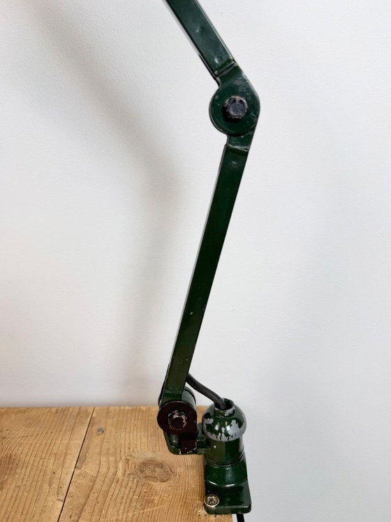 Image 1 of Industrial Green Enamel Adjustable Table Lamp, 1960s