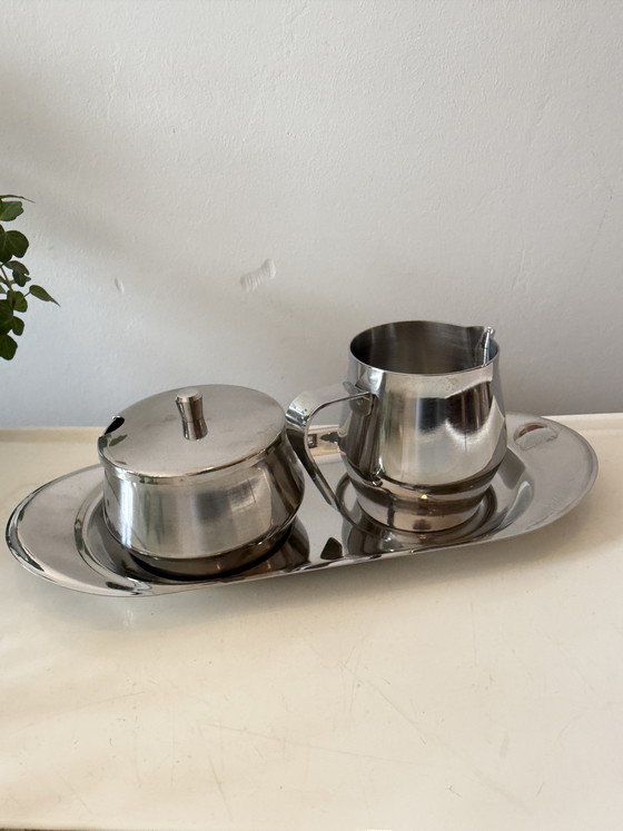 Image 1 of Milch- und Zuckerkännchen aus Chrom mit Tablett