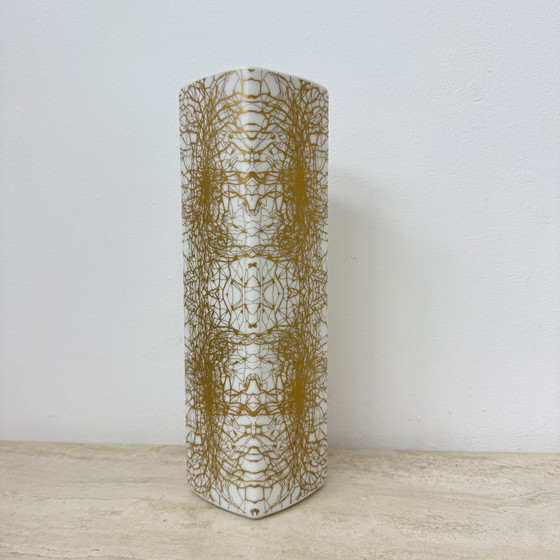 Image 1 of Art Porcelain Abstract Gold Pattern Vase by Heinrich & Co Selb Bavaria, Germany 1970's