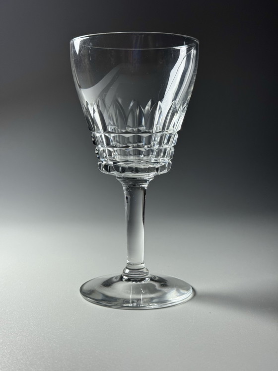 Image 1 of Set van 6 grote kristallen wijn- of waterglazen – Val Saint Lambert “Service Mery” – Art Deco