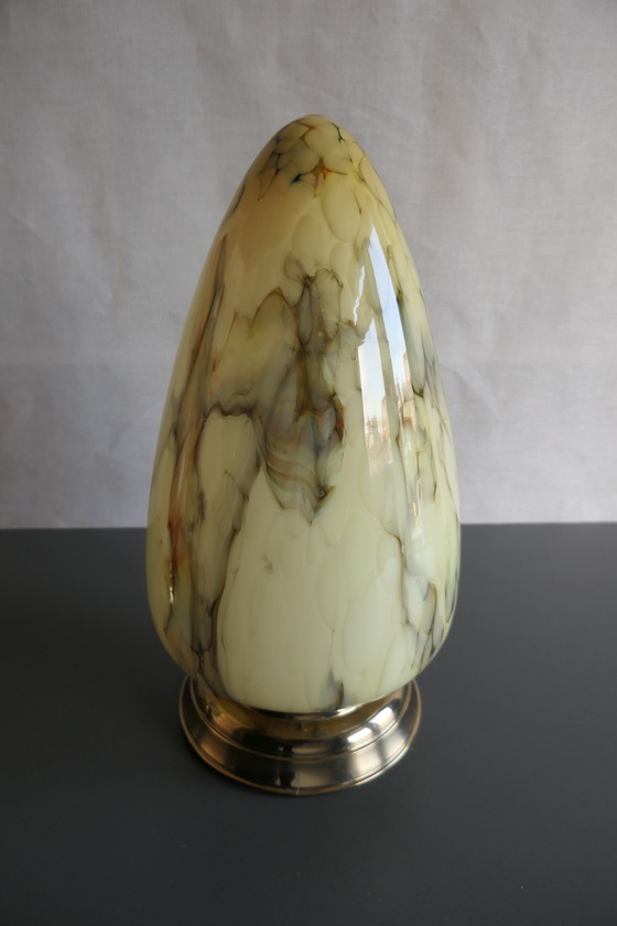 Image 1 of Twee art deco plafondlampen, gemarmerd, druppelvorm