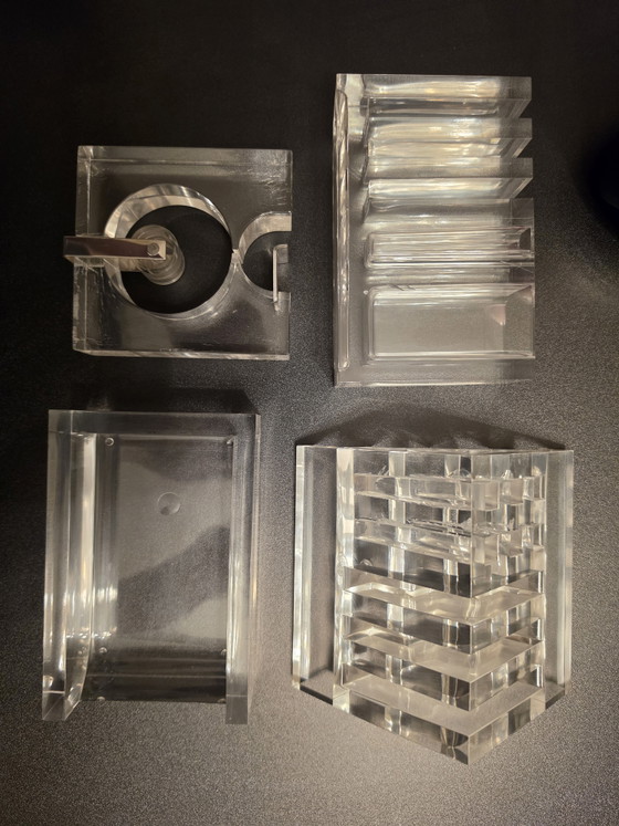MoMA Vintage 1970s Guzzini Acrylic Desk Set - Signed Serge Mansau Tape Dispenser – Luigi Masonni Guzzini (photo 14 of 15)