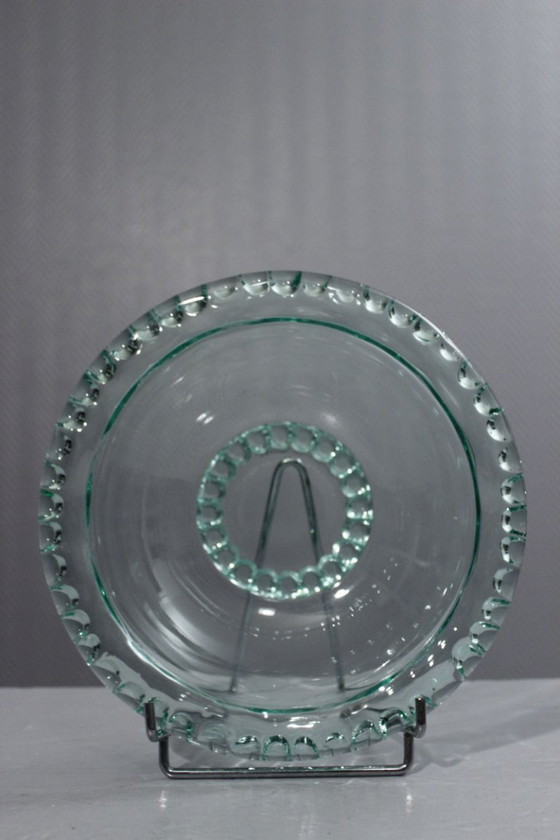 Image 1 of Coupe à fruits ou saladier cristal rebord perlé Pierre d'Avesn France 1940s