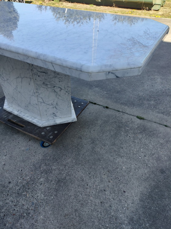 Image 1 of Carrera Marble Dining Table 180x90 cm – Designer Table – Black/White “Italian design style / presumably Italian made.”