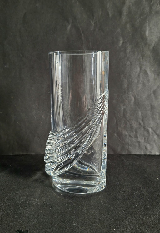 Peill & Putzler heavy swirling crystal vase. Swag motif.