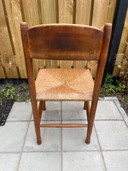4 Antique wooden dining chairs with wicker seats