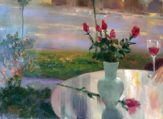 Original Ölgemälde Abstrakter Expressionismus Mädchen Nachtstadt – Gemälde & Zeichnungen, Canvas (photo 7 of 8)