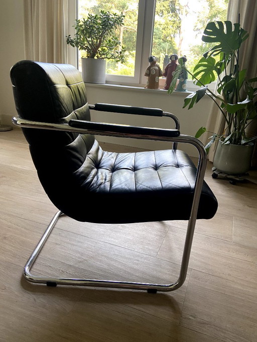 Sessel schwarz Leder Crack von Machalke