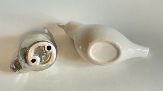 Image 1 of Vaso in ceramica vintage con una coppia di uccelli