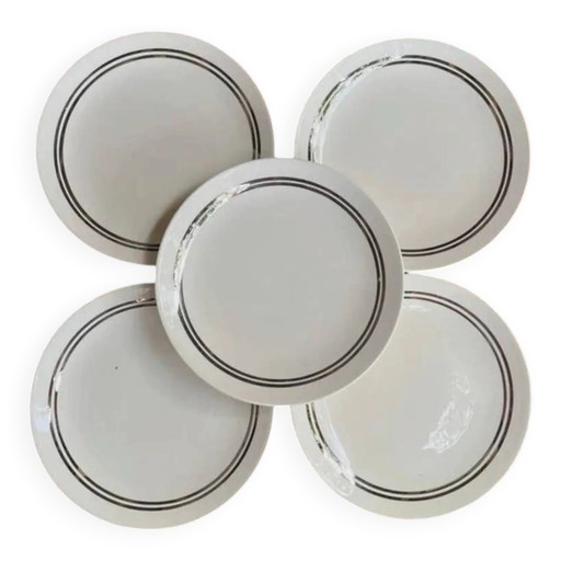 Set aus 5 Desserttellern Gien – Modell 4607 Vintage - Durchmesser 19.5 cm