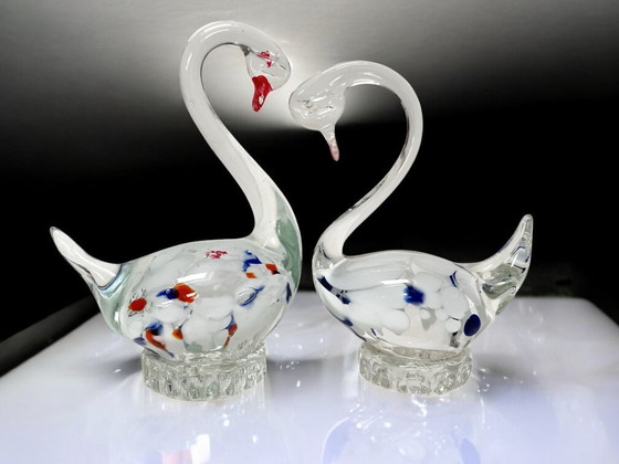 Image 1 of Satz von 3 originalen Muranoglas-Schwänen