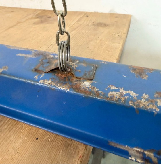 Image 1 of Blauwe industriële hanglamp, jaren 70