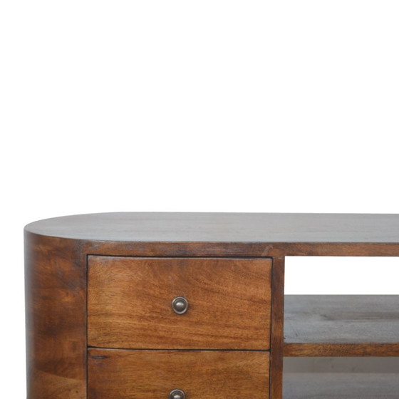 Mobile TV di Lusso in Legno Massello di Mango – Chestnut – Design Rotondo – Artisan, Mobili TV (photo 5 of 9)