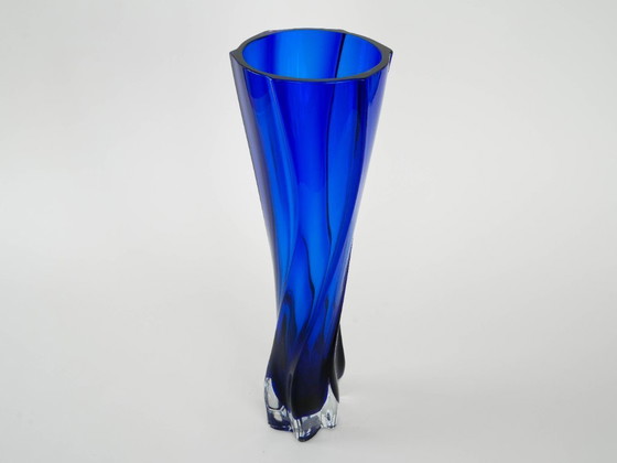 Image 1 of Kobaltblaue Vase, dänisches Design, 1970er Jahre, hergestellt in Dänemark