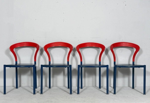 HARTMUT LOHMEYER. per Kusch+Co, set di 4 sedie/sedie Lotus, Germania, anni '80