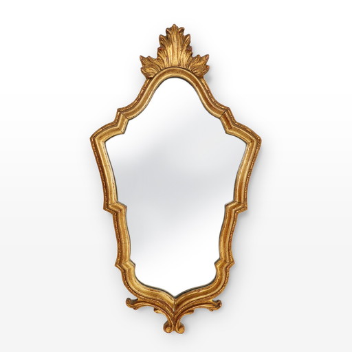 French Rococo-Baroque Style Mirror in Wood with Gilded Frame