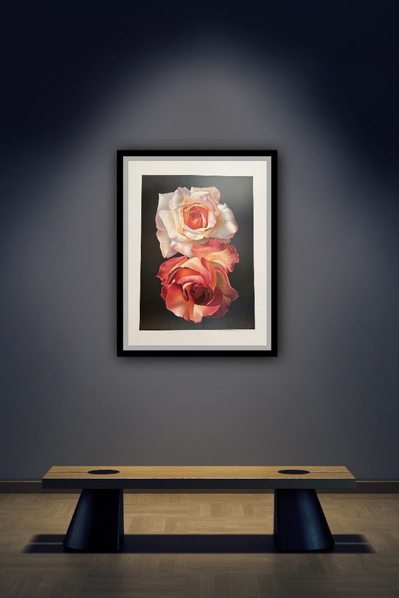 Image 1 of Franco Campana: "Due Rose, 1999". In der Platte signiert. Schöne Farben!