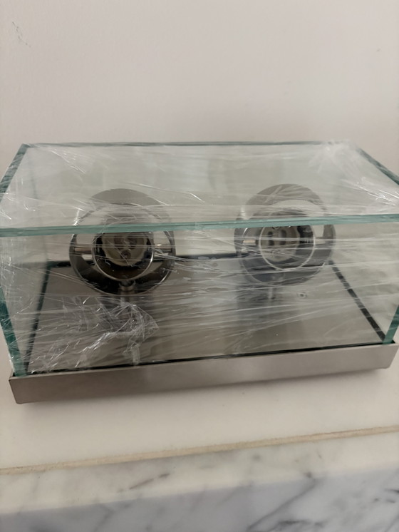 Image 1 of Apliques de diseño / apliques de espejo de cristal y acero inoxidable – Nuevos y sin usar (2 piezas)