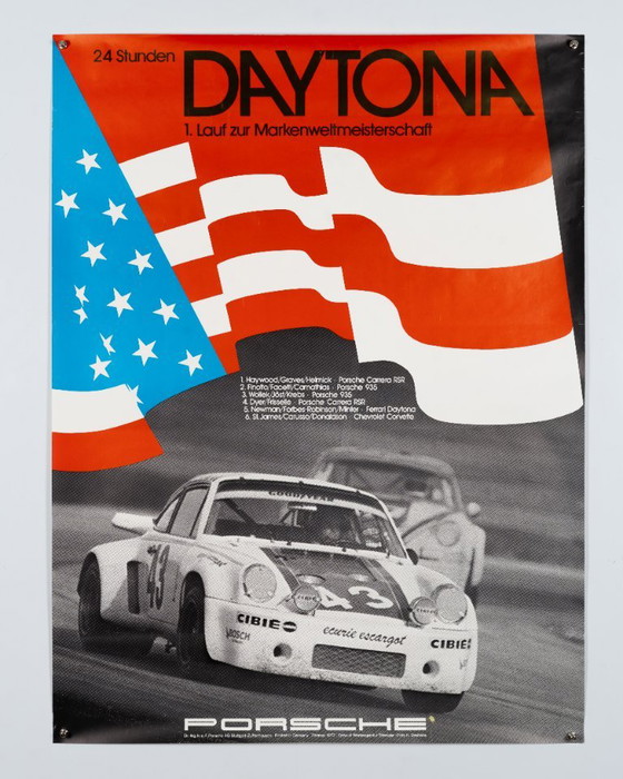 Porsche 24h Daytona 1977 – Originele Vintage Porsche Poster van Werbeagentur Strenger – Mid-Century Modern – (photo 3 of 8)