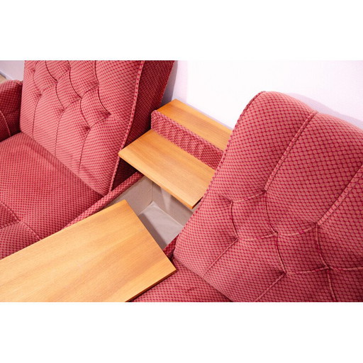 Vintage living room set with red upholstery, Czechoslovakia 1980