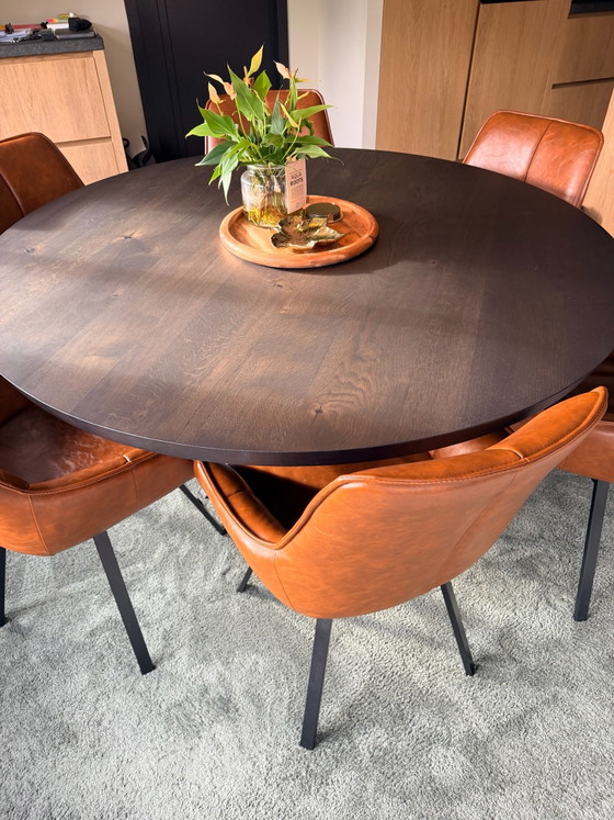 Round oak dining table 150cm Table du Sud, Metal, Wood, Black (photo 2 of 5)