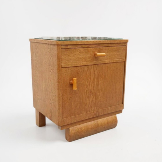 Image 1 of Nachtkastje ART DECO met glasplaat