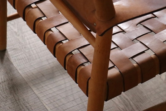 Paire de Fauteuils Safari en Cuir Cognac Tressé, Danemark, années 1960 – Leather (photo 6 of 21)