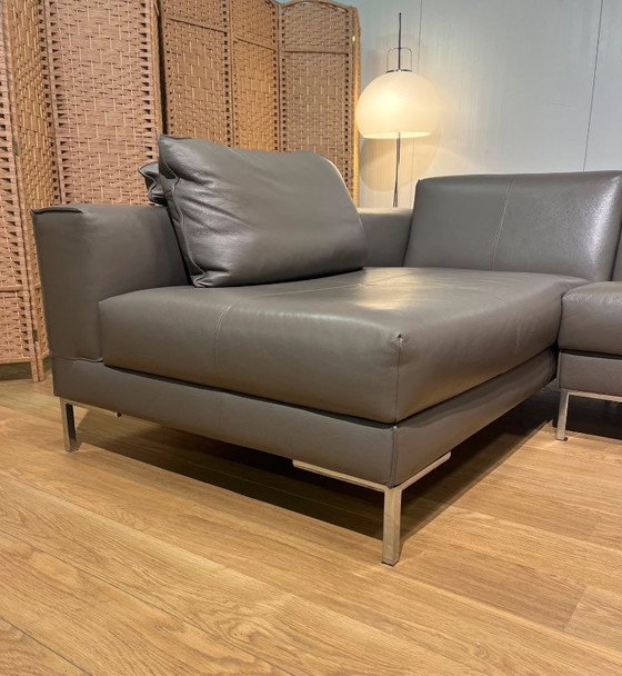 Image 1 of Design on Stock Aikon Hoekbank Taupe Leer Nieuwstaat