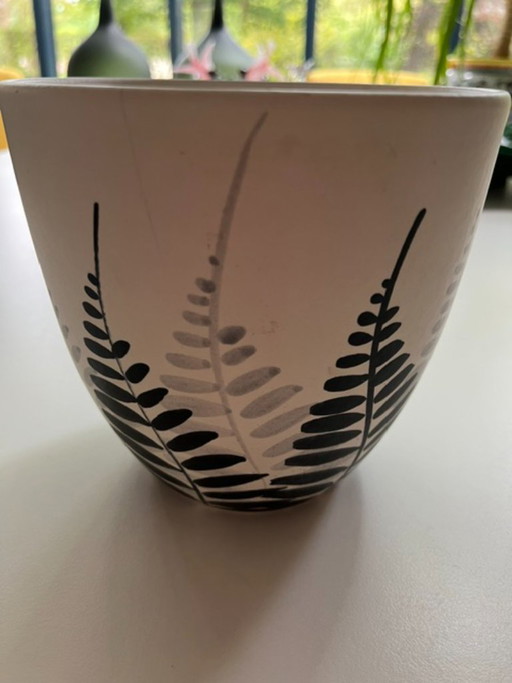 Cacerola vintage Milet Sèvres – Decorada a mano – Francia – plantenbak, Ceramic (photo 2 of 5)