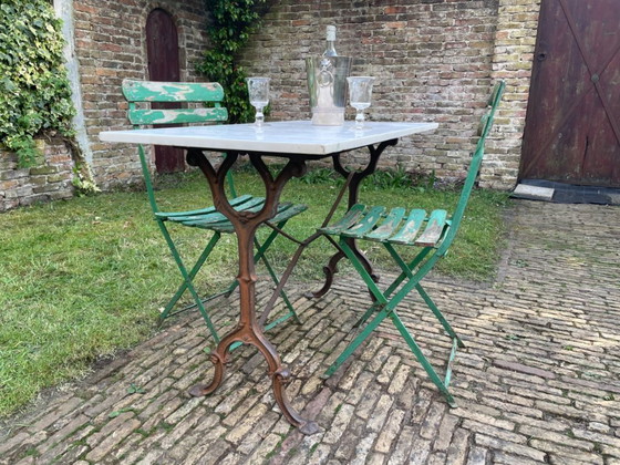 Image 1 of Tavolo da giardino Tavolo da bistrot con marmo antico francese