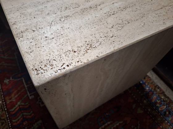 Image 1 of Italian Naturally Veined Travertine Coffee Table or Pedestal
