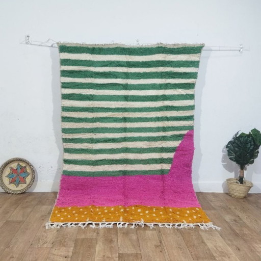 Gestreifter Berberteppich | Marokkanischer Wollteppich | 250 × 150 cm