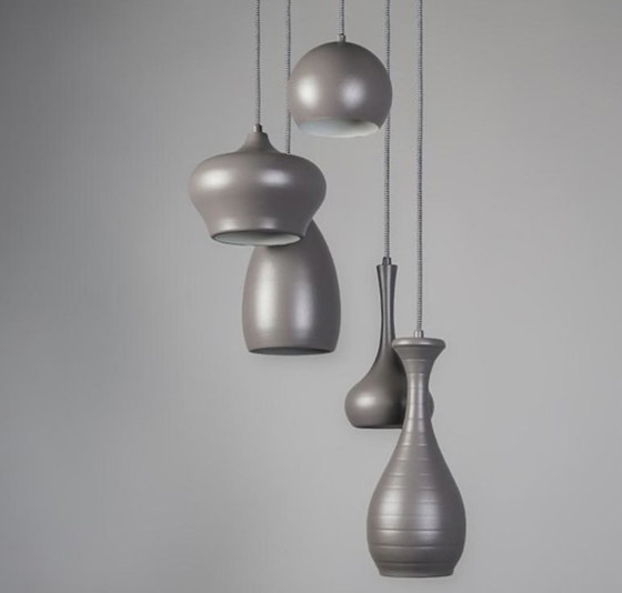 Image 1 of QAZQA Drops 5 Pendant Lamp 5 Light Gray