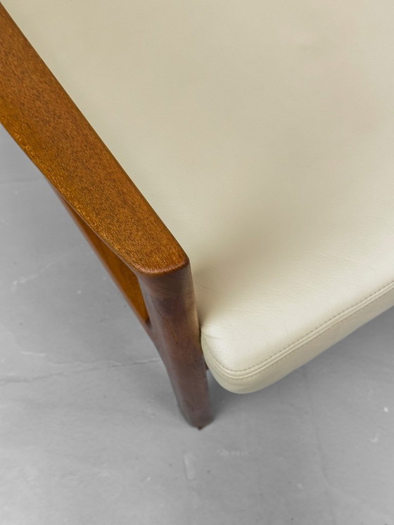 Image 1 of 3-Seater Senator Sofa in Leather and Teak by Ole Wanscher for Cado, 1977