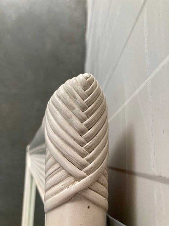 Image 1 of Specchio vintage in rattan e bambù bianco sporco, anni 70/80