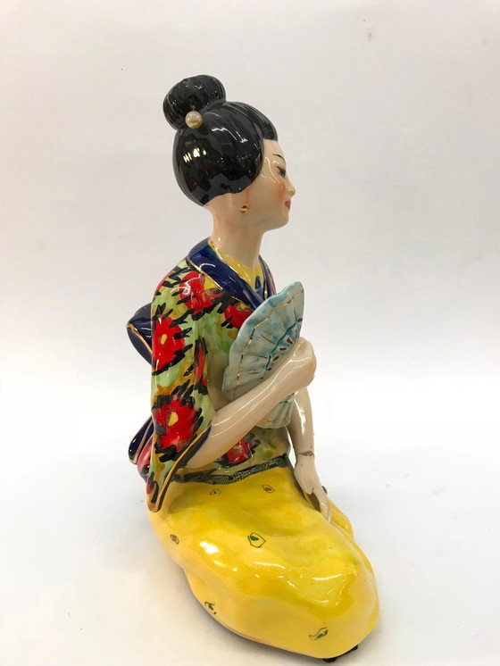 Image 1 of Sculpture of Geisha in coloured ceramic, 50s